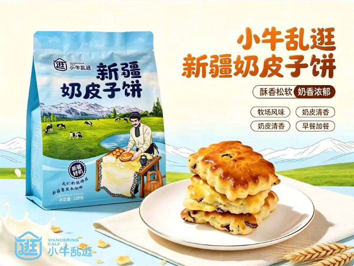 小牛乱逛奶皮子饼子，袋装，净含量 320 克