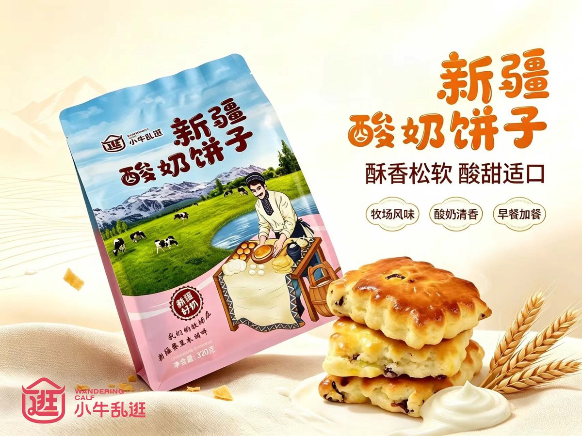 小牛乱逛新疆酸奶饼子，袋装，净含量 320 克