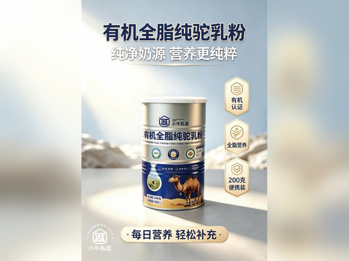 小牛乱逛有机全脂纯驼乳粉，罐装，净含量 200 克