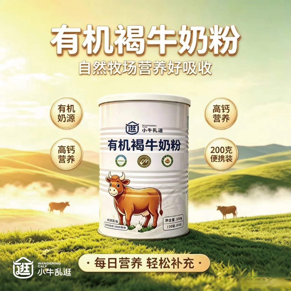 小牛乱逛有机褐牛奶粉