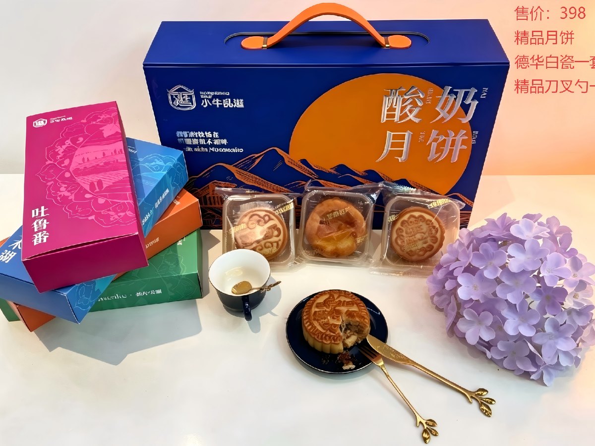 小牛乱逛豪华月饼礼盒，酸奶月饼多口味拼配