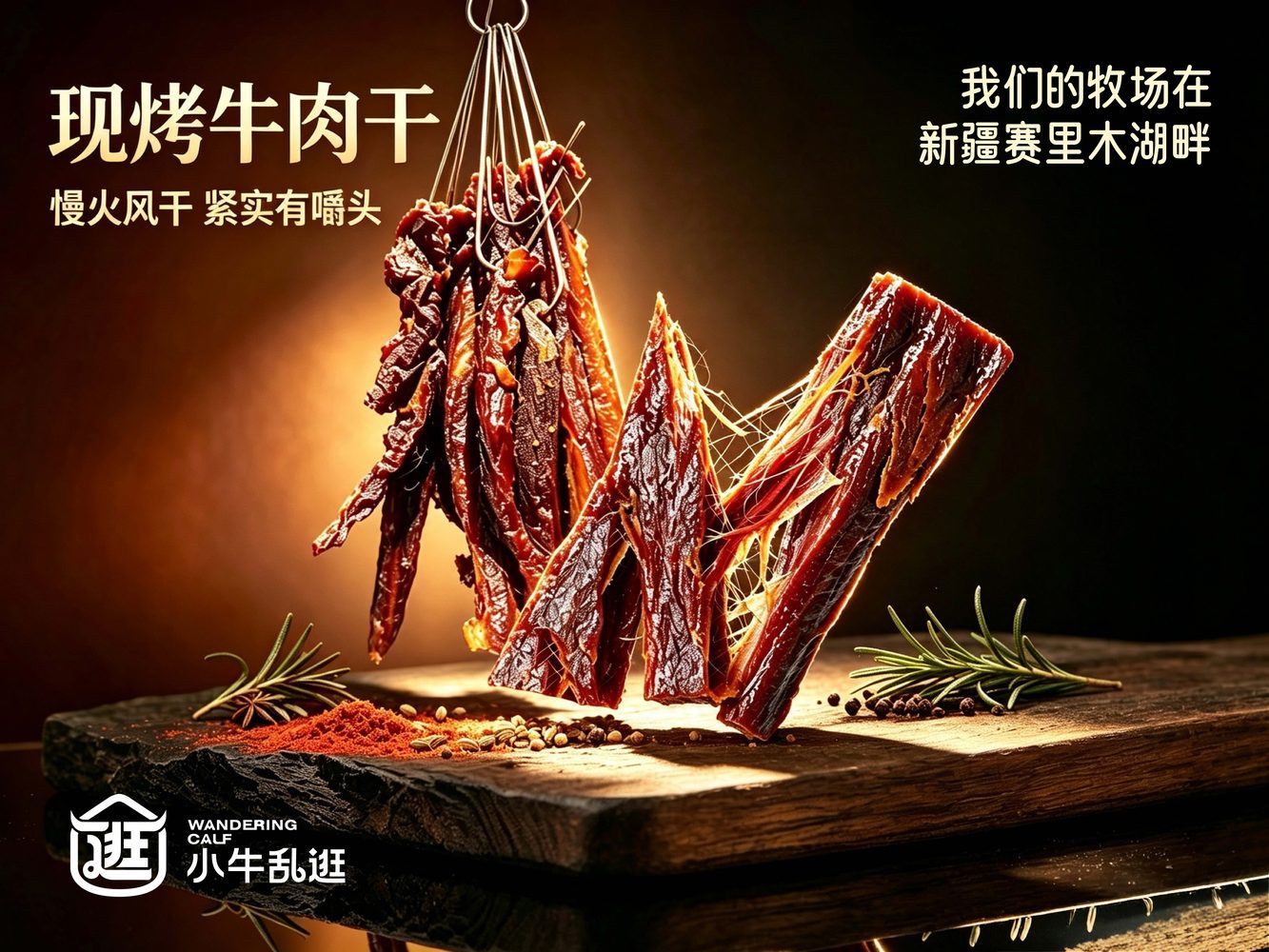 现烤牛肉干，慢火风干，紧实有嚼头