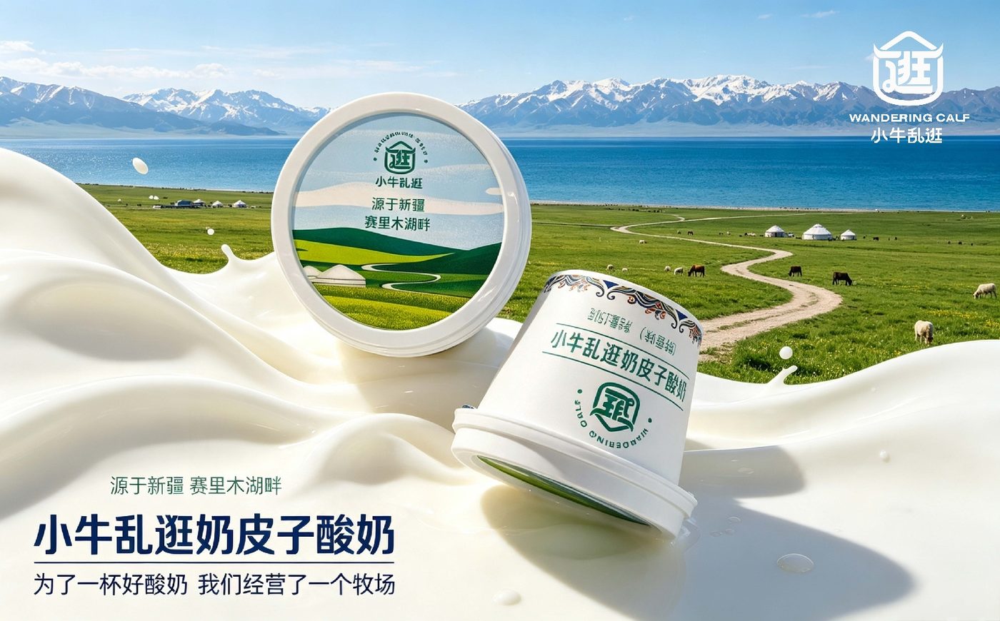 小牛乱逛奶皮子酸奶，表面一层自然凝出的厚奶皮